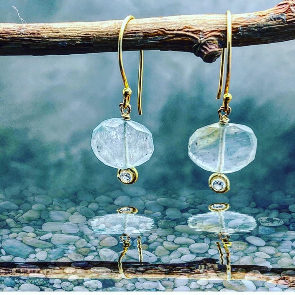 Matana handmade Aquarium on 24k hook earrings